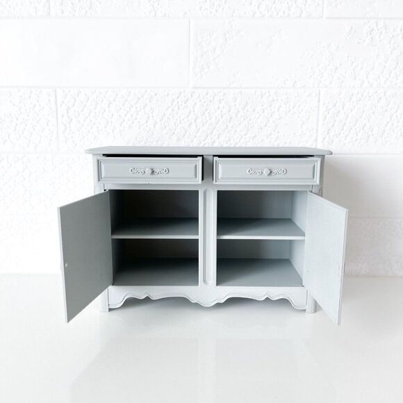Barbie Miniature Dollhouse Lt Gray French Cabinet Sideboard 1:6 Scale 3D Printed - Picture 3 of 5